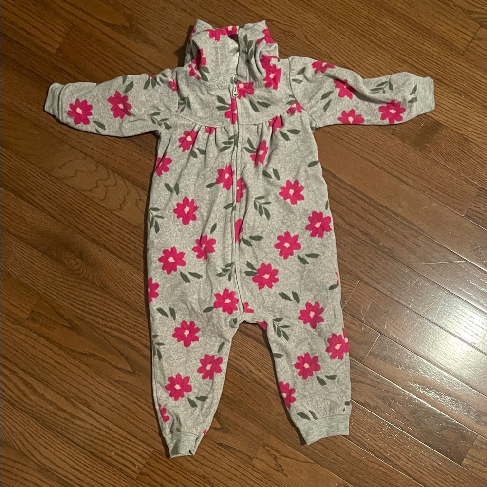 Floral Baby Onesie with Pink Flowers 18 months fleece